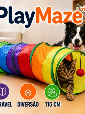 PlayMaze™ Túnel Interativo para Pets Dobrável com Brinquedo Suspenso